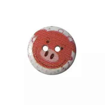 Пуговица деревянная, Фауна 18мм (Свинка)