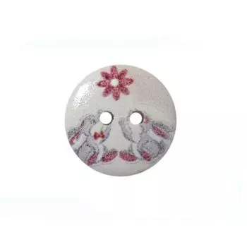 Пуговица деревянная, Фауна 18мм (Зайцы)