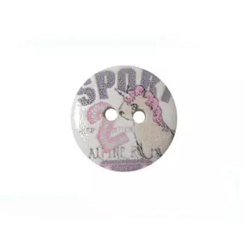 Пуговица деревянная, Мультяшные персонажи 15мм (Единорог)
