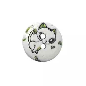 Пуговица деревянная, Мультяшные персонажи 15мм (Кошка 7)