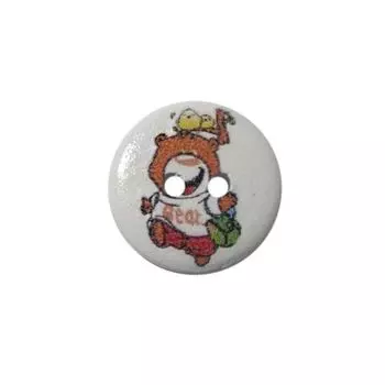 Пуговица деревянная, Мультяшные персонажи 15мм (Мишка 20)