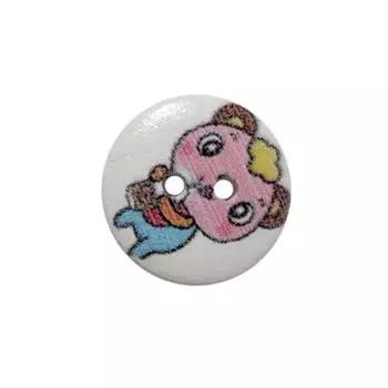 Пуговица деревянная, Мультяшные персонажи 15мм (Мишка 10)
