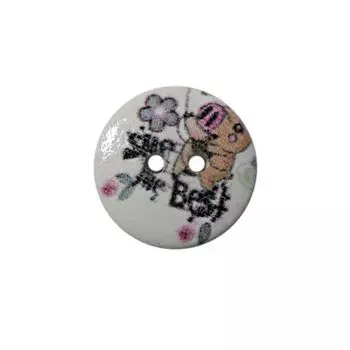 Пуговица деревянная, Мультяшные персонажи 15мм (Мишка 31)