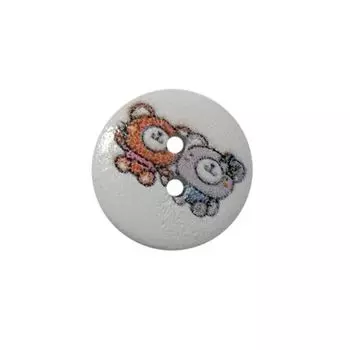 Пуговица деревянная, Мультяшные персонажи 15мм (Мишки 34)