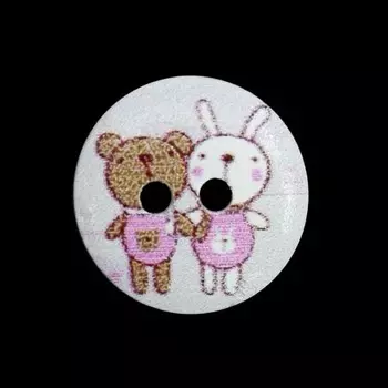 Пуговица деревянная, Мультяшные персонажи 15мм (персонаж 6)