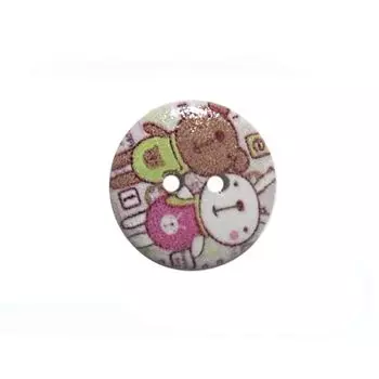 Пуговица деревянная, Мультяшные персонажи 15мм (персонаж 8)