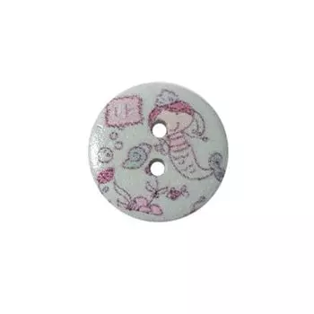 Пуговица деревянная, Мультяшные персонажи 15мм (Русалка 1)