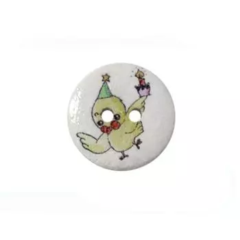 Пуговица деревянная, Мультяшные персонажи 15мм (Утенок)