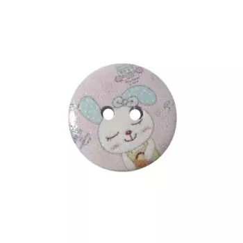 Пуговица деревянная, Мультяшные персонажи 15мм (Зайчик 1)