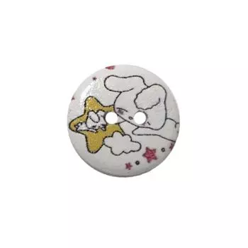 Пуговица деревянная, Мультяшные персонажи 15мм (Зайка 1)
