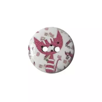 Пуговица деревянная, Мультяшные персонажи 18мм (Киска 4)