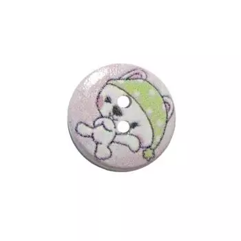 Пуговица деревянная, Мультяшные персонажи 18мм (Мишка 3)