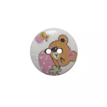 Пуговица деревянная, Мультяшные персонажи 18мм (Мишка 7)