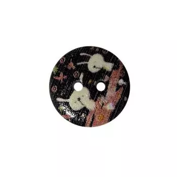 Пуговица деревянная, Мультяшные персонажи 18мм (Зайчики 4)