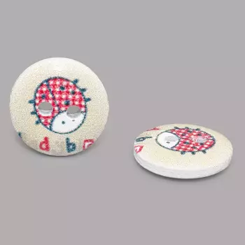 Пуговица деревянная, Насекомые 15мм (Божия коровка 3)