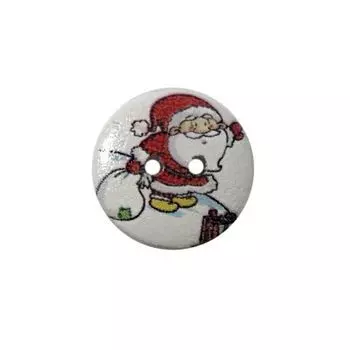Пуговица деревянная, Новый год 15мм (Санта 5)