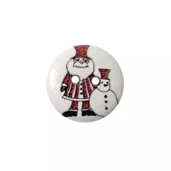 Пуговица деревянная, Новый год 15мм (Санта 6)