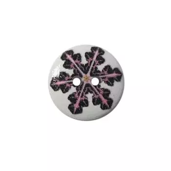 Пуговица деревянная, Новый год 15мм (Снежинка 1)