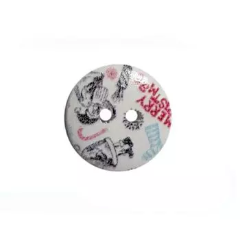 Пуговица деревянная, Новый год 18мм (С Рождеством!)