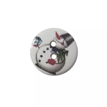 Пуговица деревянная, Новый год 18мм (Снеговик 5)