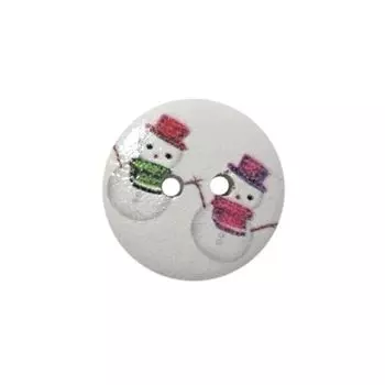 Пуговица деревянная, Новый год 18мм (Снеговики 13)