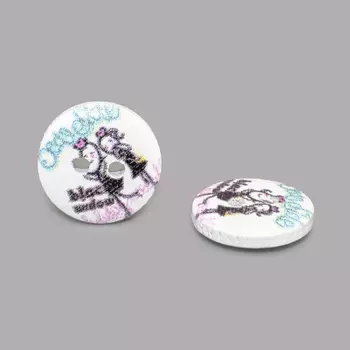 Пуговица деревянная, Разное 15мм (Черная вдова)