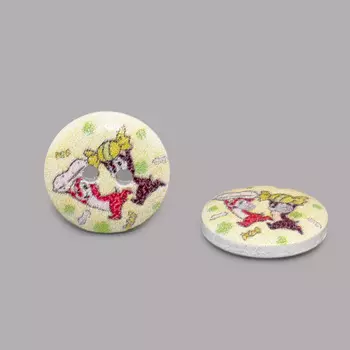 Пуговица деревянная, Разное 15мм (Чип и Дейл)