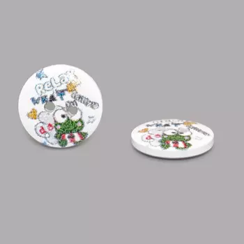 Пуговица деревянная, Разное 15мм (Надпись 'Relax')