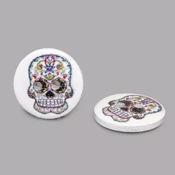 Пуговица деревянная, Разное 18мм (Череп 1)