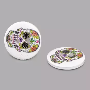 Пуговица деревянная, Разное 18мм (Череп 4)