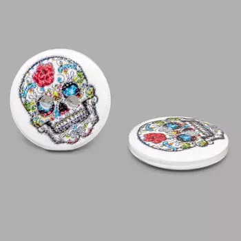 Пуговица деревянная, Разное 18мм (Череп 5)