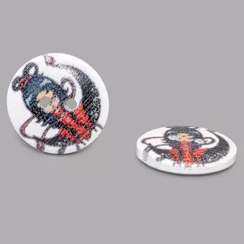 Пуговица деревянная, Разное 18мм (Девочка 3)