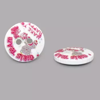 Пуговица деревянная, Сердечки 15мм (цвет 23)