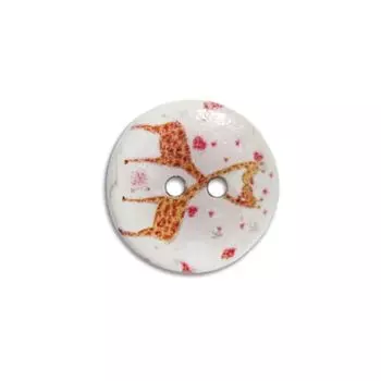 Пуговица деревянная, Сердечки 18мм (цвет 14)