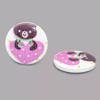 Пуговица деревянная, Сердечки 18мм (цвет 16)