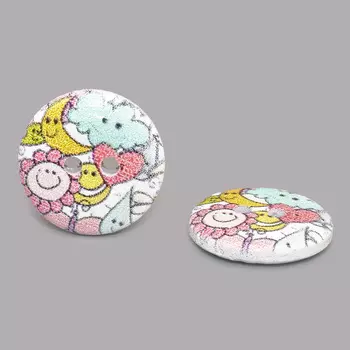 Пуговица деревянная, Сердечки 18мм (цвет 18)