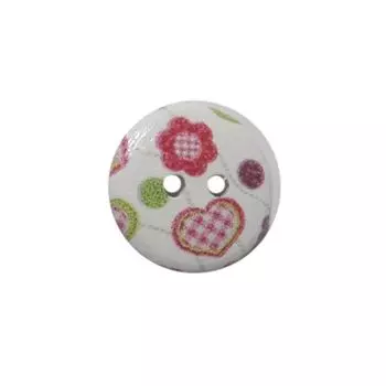 Пуговица деревянная, Сердечки 18мм (цвет 1)