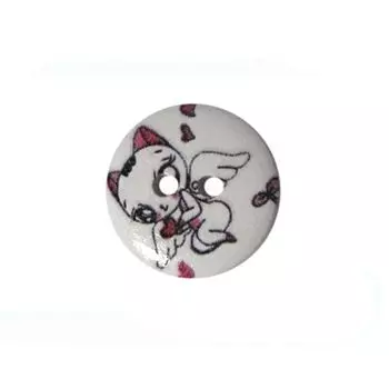 Пуговица деревянная, Сердечки 18мм (цвет 20)