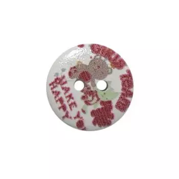 Пуговица деревянная, Сердечки 18мм (цвет 23)