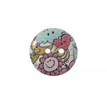 Пуговица деревянная, Сердечки 18мм (цвет 24)