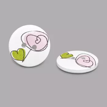 Пуговица деревянная, Сердечки 18мм (цвет 25)