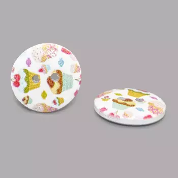 Пуговица деревянная, Сладости 18мм (Кекс)