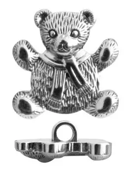 Пуговица, Мишка под металл (57906) 21мм (серебро)