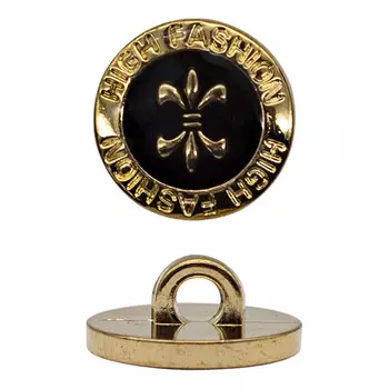 Пуговица на ножке 24L, цв. черный с золотом, 12 шт/упак