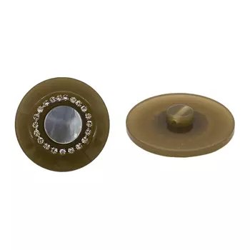 Пуговица пальтовая со стразами на ножке (пластик) 676413 (коричневый)