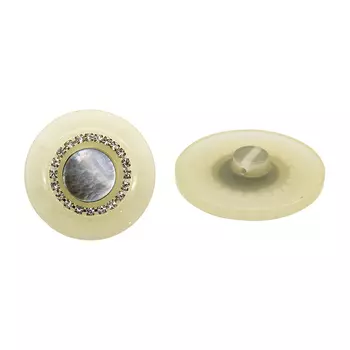 Пуговица пальтовая со стразами на ножке (пластик) 676413 (белый)