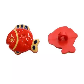 Пуговица, Рыбка (QN758-W2) 28/1 (D32 красный)