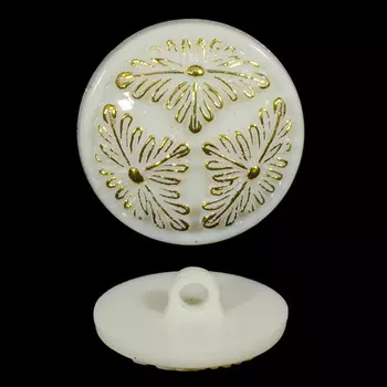 Пуговицы на ножке с золотыми цветками 15мм (белый)