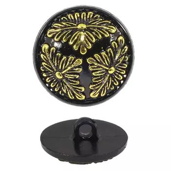 Пуговицы на ножке с золотыми цветками 25мм (черный)