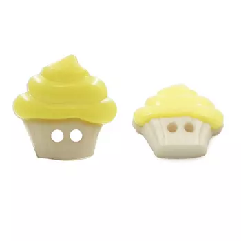 Пуговицы пластик 'Капкейки' 24L-16мм, 2 прокола, уп/36 шт (беж./св.жёлтый)